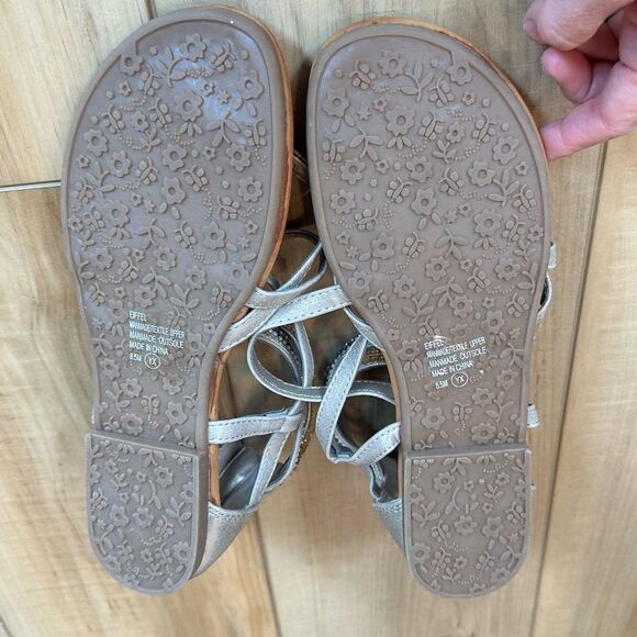 EDL Presents Pop Eiffel Antique Gold Embellished Strappy Sandal Size 8 1/2 - Picture 8 of 15